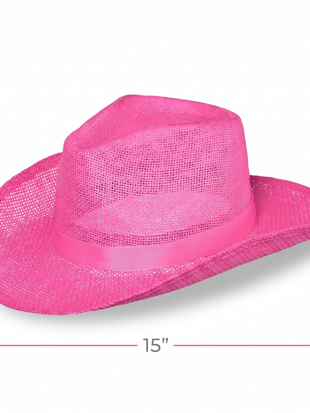 Bright Pink Women's Straw Cowboy Hat - Picture 3 of 3